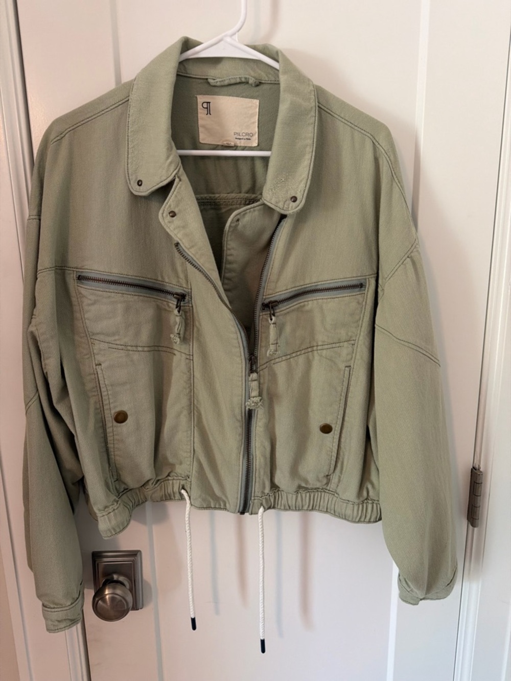 Anthropologie Pilcro Sage Green Utility Drawstring Jacket